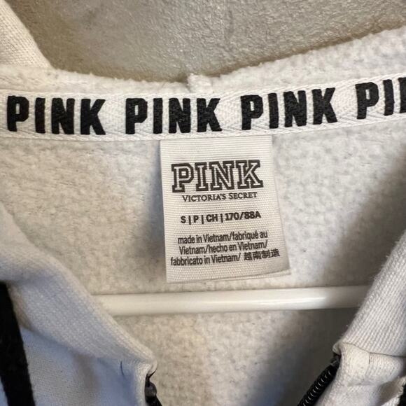 PINK VS Black White Full Zip Hoodie with pockets Size Small Vintage Y2k Teens - Picture 12 of 13